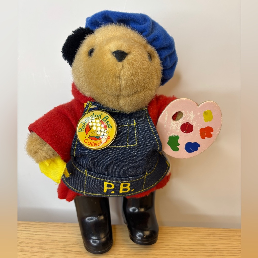 10” Vintage Paddington Bear collectible Artist Plush Toy - Red and‎ Blue